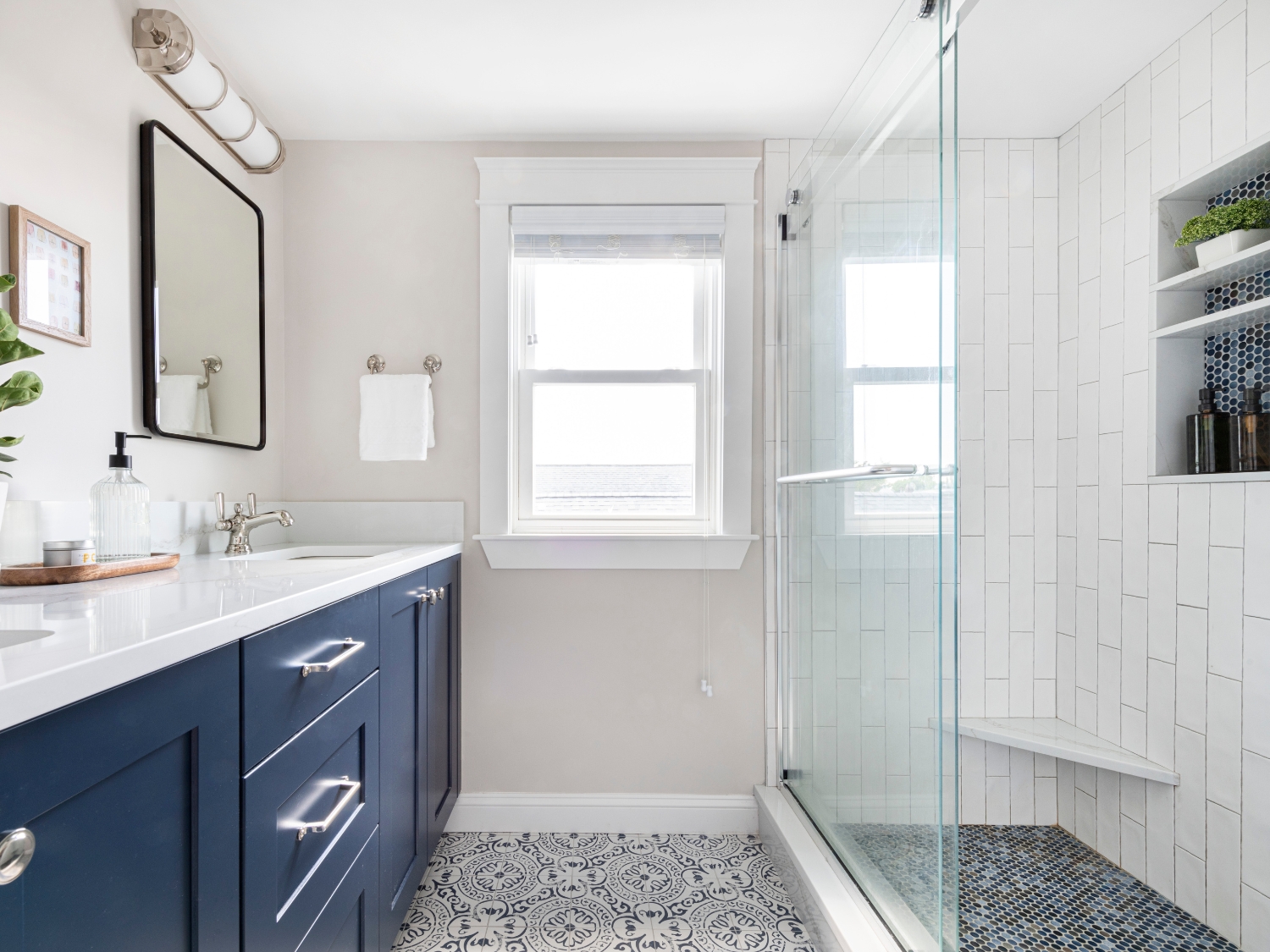 jewel toned primary bath